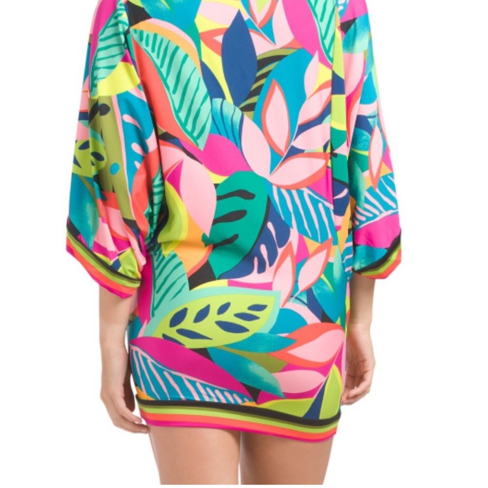 Trina Turk Rainforest Tropical Vibrant Tunic Cover-Up Dress Tunic Small - Picture 3 of 15